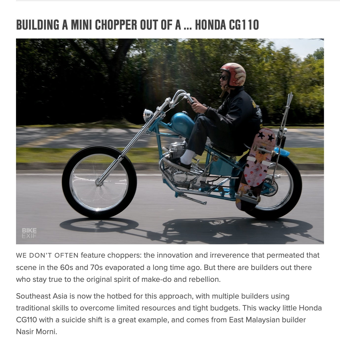 Building a mini chopper out of a  Honda CG110