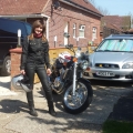 My daughter Alison who has a Bonnie alongside my Adventurer